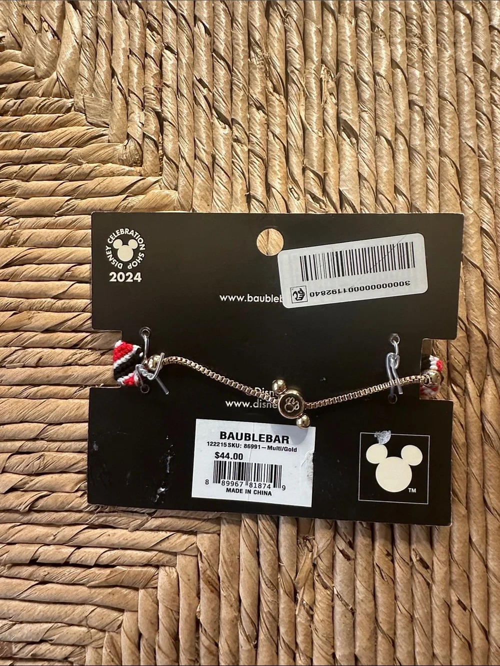 Disney BaubleBar Minnie Red Black White Woven Bracelet - Macy's Collection